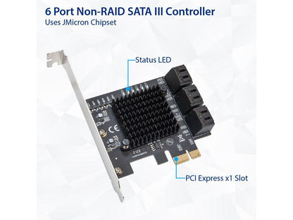 6 Port SATA III to PCIe 3.0 x1 NON-RAID Expansion Card