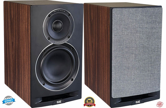 ELAC 6-1/2” Uni-Fi Reference Bookshelf Speakers - Black w/Walnut (Pr)- UBR62-BK