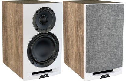 ELAC UBR62-W 6-1/2” Uni-Fi Reference Bookshelf Speakers - White with Oak (Pair)