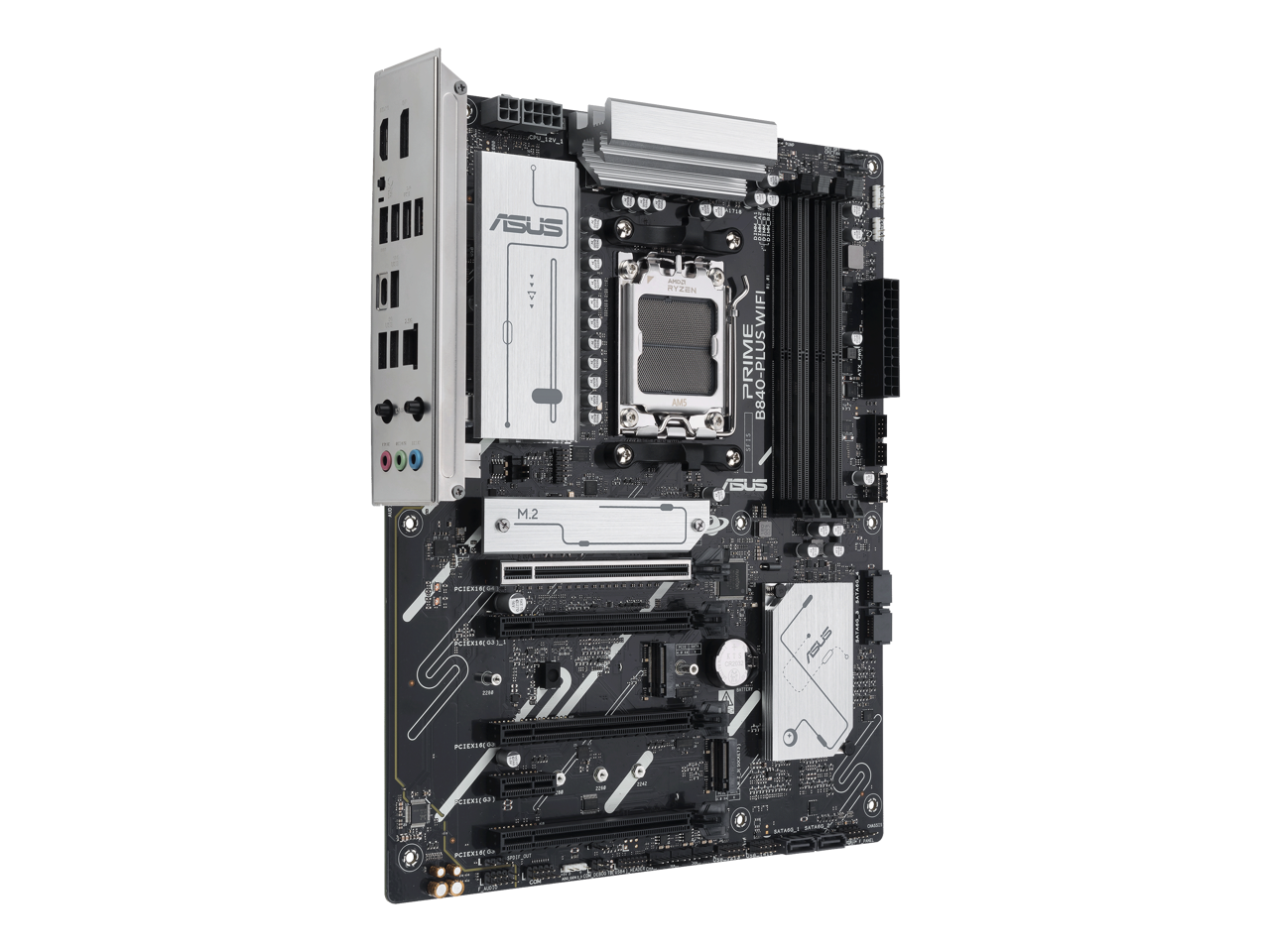 ASUS PRIME B840-PLUS WIFI AMD AM5 B840 ATX motherboard, Advanced AI Ready, DDR5, PCIe 4.0, 3x M.2, Wi-Fi 6E, 2.5Gb LAN, DisplayPort, HDMI, USB 10Gbps Type-A & Type-C, BIOS FlashBack, Aura Sync RGB