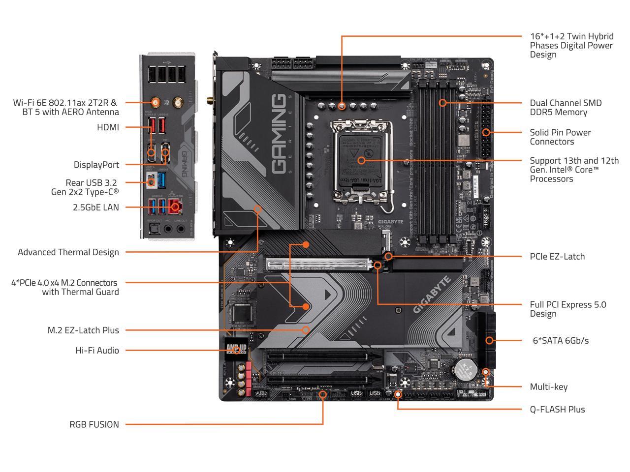 GIGABYTE Z790 GAMING X AX LGA 1700 Intel Z790 ATX Motherboard with DDR5, M.2