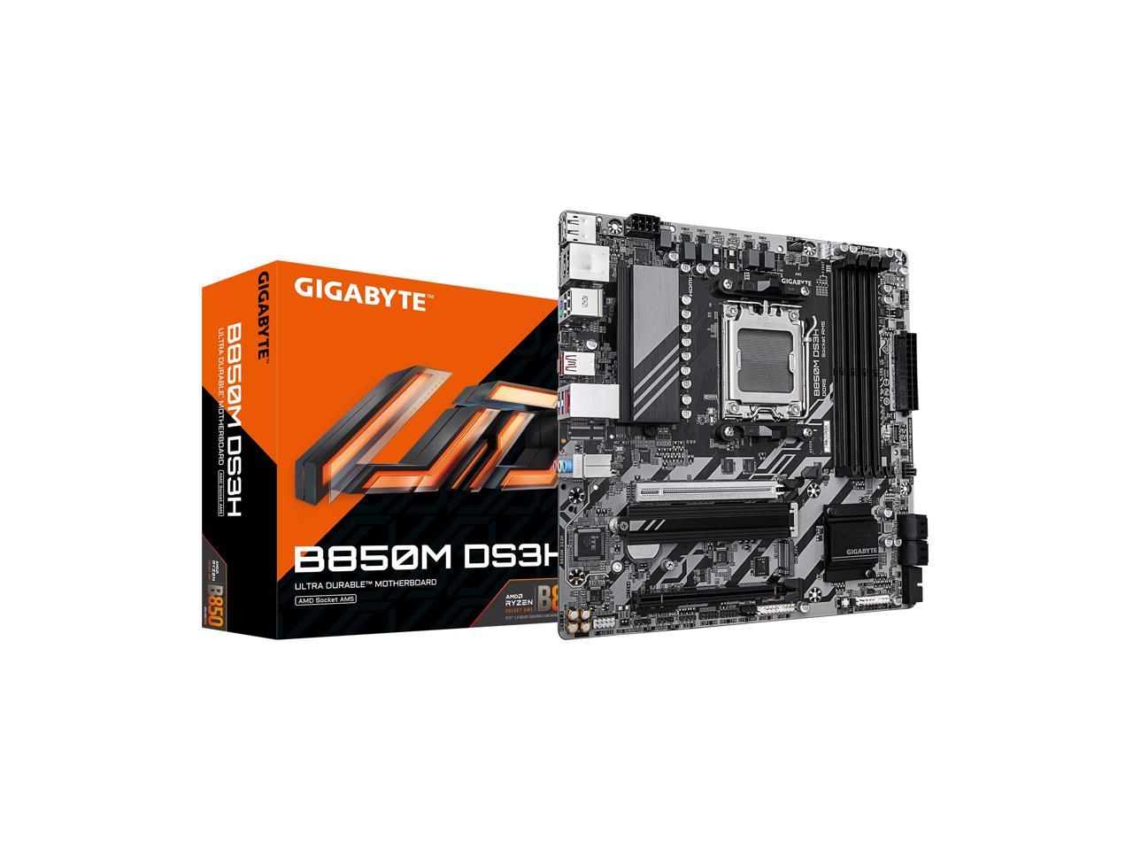 GIGABYTE B850M DS3H AMD AM5 LGA 1718 Motherboard, mATX, DDR5, 2x M.2, PCIe 5.0,