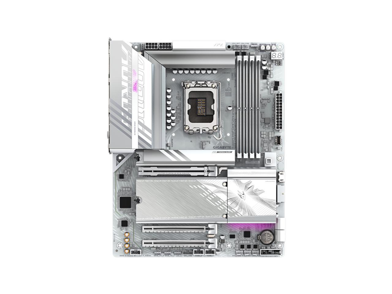 GIGABYTE B860 AORUS ELITE WIFI7 ICE Intel Core Ultra (Series 2) LGA 1851 Motherboard, ATX, DDR5, 3x M.2, PCIe 5.0, USB-C, WIFI7, 2.5GbE LAN, EZ-Latch