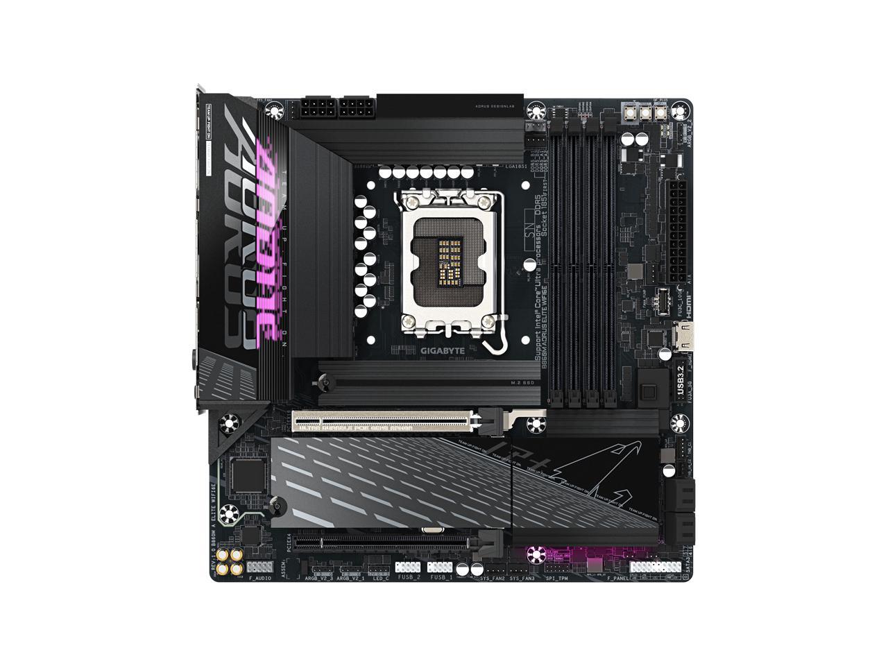 GIGABYTE B860M AORUS ELITE WIFI6E Intel Core Ultra (Series 2) LGA 1851 Motherboard, mATX, DDR5, 3x M.2, PCIe 5.0, USB-C, WIFI6E, 2.5GbE LAN, EZ-Latch