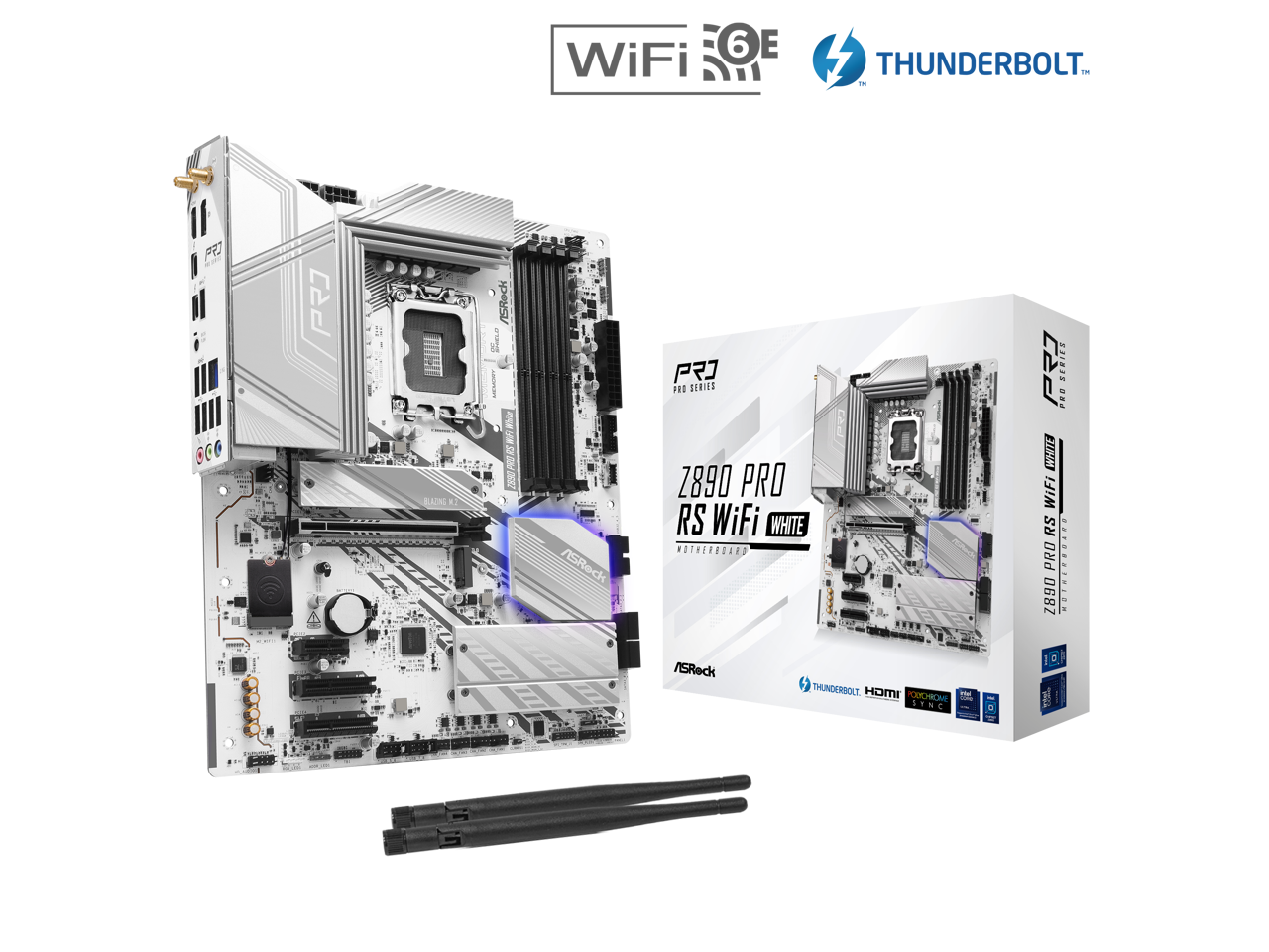 ASRock Z890 Pro RS WiFi White LGA 1851 Intel Z890 SATA 6Gb/s ATX Motherboard