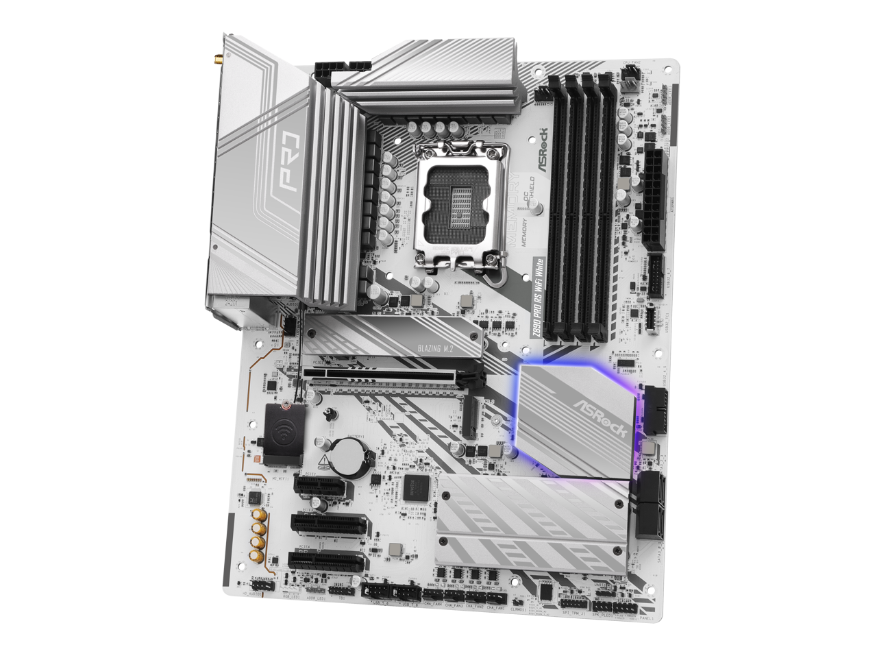 ASRock Z890 Pro RS WiFi White LGA 1851 Intel Z890 SATA 6Gb/s ATX Motherboard