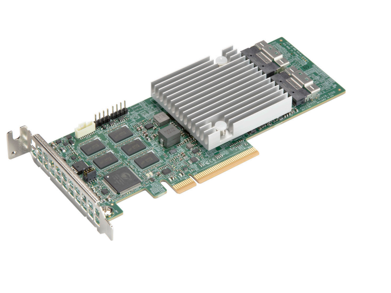 8 internal SAS3 ports, Supports up to 16 physical devices w/ expander, 1x