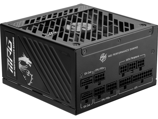 MSI - MPG A1000GS PCIE5, 80+ Gold Full Modular Gaming PSU, Dual 12V-2x6 Cables, 5090 5080 ATX 3.1 & PCIe 5.1 Ready. Embossed Jacket Cables. 1000W Power Supply, 10 Year Warranty