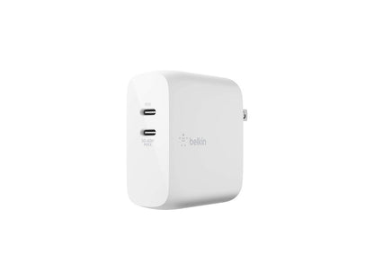 Belkin 68W Dual USB-C Wall Mount GaN Charger PD Power Delivery for iPhone Fast