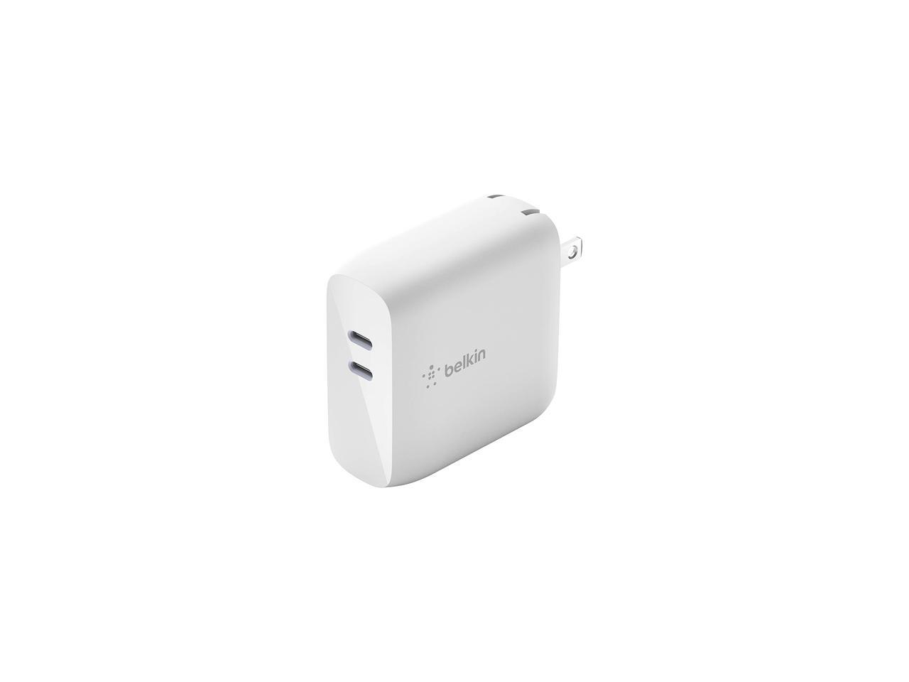 Belkin 68W Dual USB-C Wall Mount GaN Charger PD Power Delivery for iPhone Fast