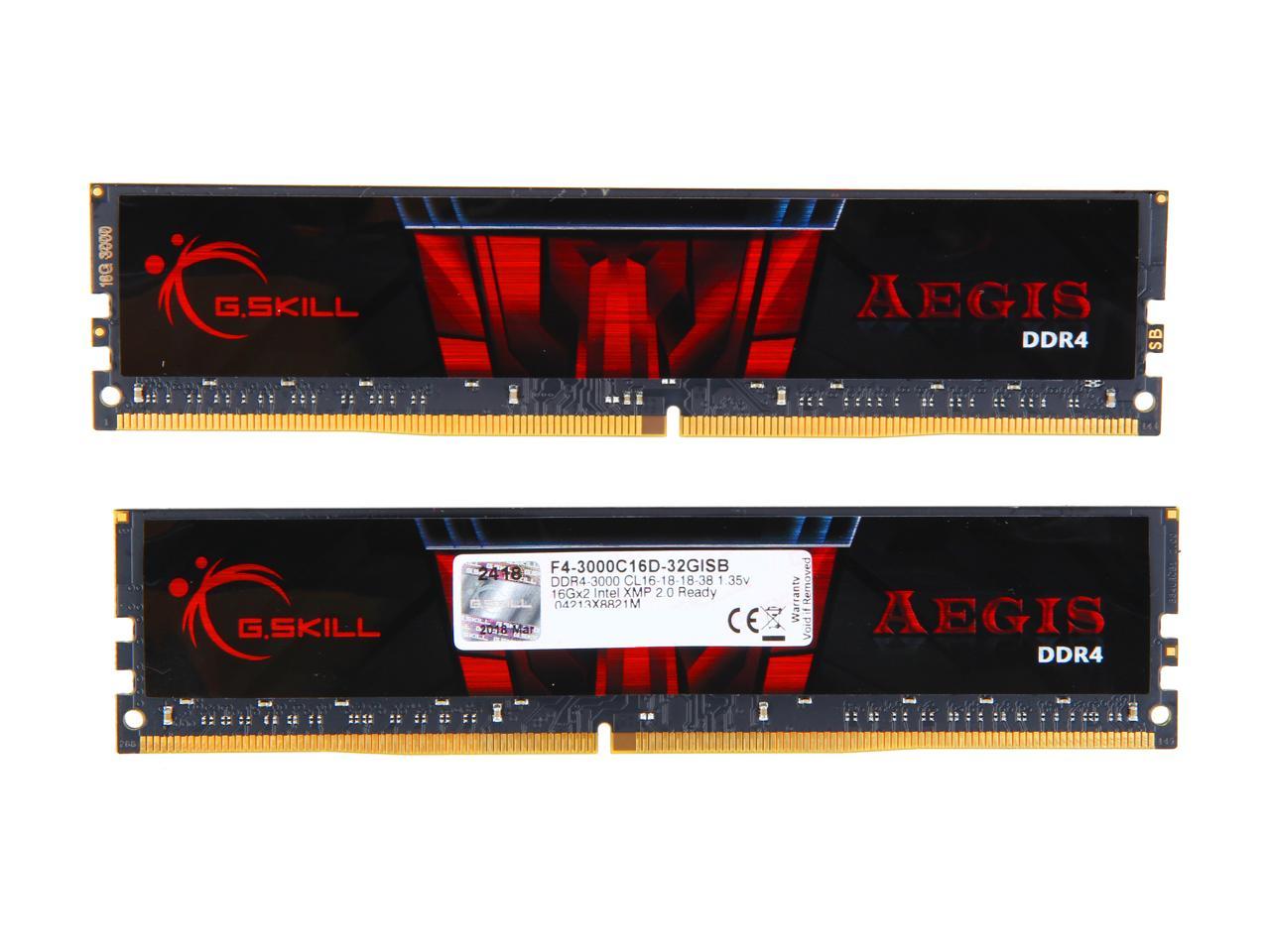 G.SKILL Aegis 32GB (2 x 16GB) 288-Pin PC RAM DDR4 3000 (PC4 24000)