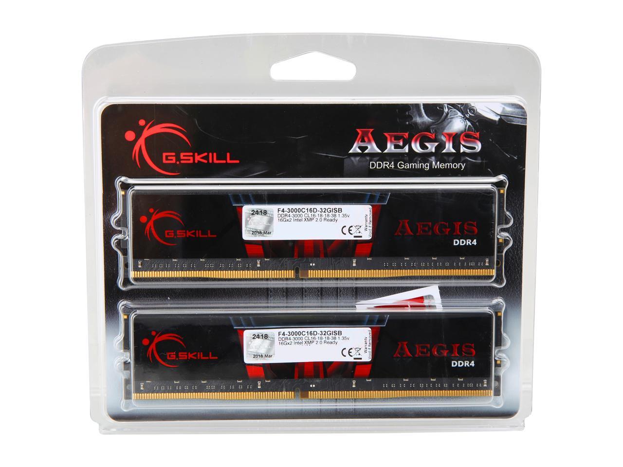 G.SKILL Aegis 32GB (2 x 16GB) 288-Pin PC RAM DDR4 3000 (PC4 24000)