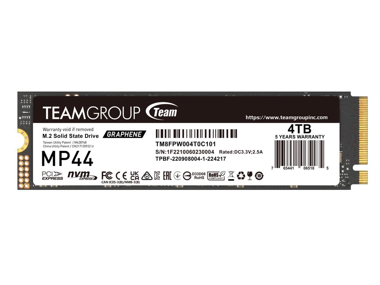 Team Group MP44 M.2 2280 4TB PCIe 4.0 x4 with NVMe Laptop & Desktop