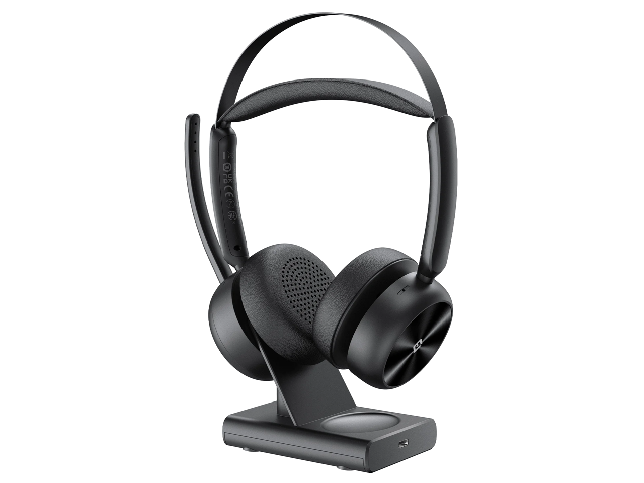 eMeet GeniusCall Wireless On-Ear Headset with Charging Base and Super ENC -