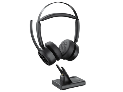 eMeet GeniusCall Wireless On-Ear Headset with Charging Base and Super ENC -