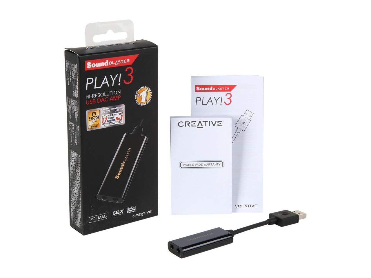 Creative Labs Sound Blaster Play! 3 External USB Sound Adapter for Windows and