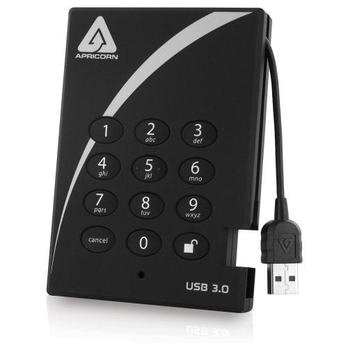 APRICORN 2TB Aegis Padlock Portable Hard Drive USB 3.0 Model A25-3PL256-2000