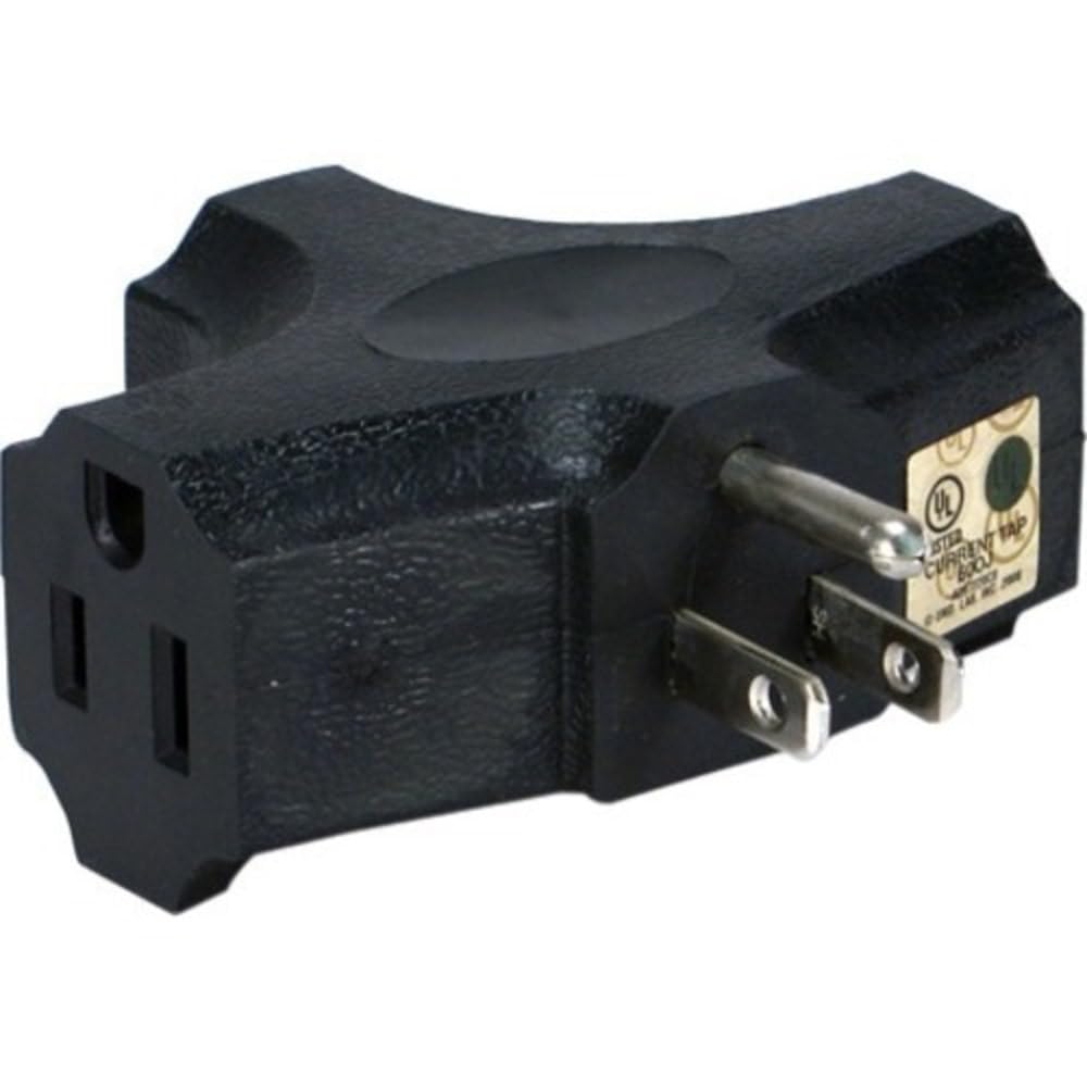 Black 3-Outlet 3-Prong AC Plug