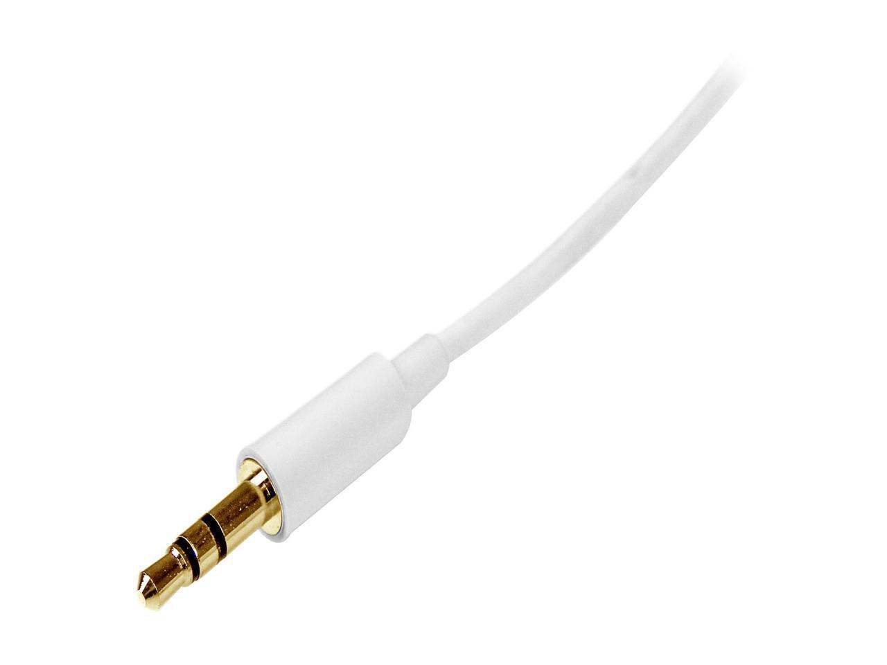 StarTech.com MU3MMMSWH 9.8 ft [3 m] Slim 3.5mm Stereo Audio Cable - Male to Male