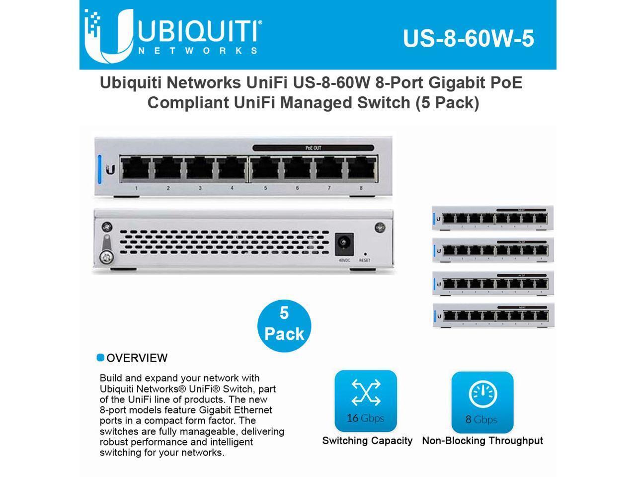 Ubiquiti UniFi Managed Gigabit Ethernet Switch (5-Pack) - US-8-60W-5