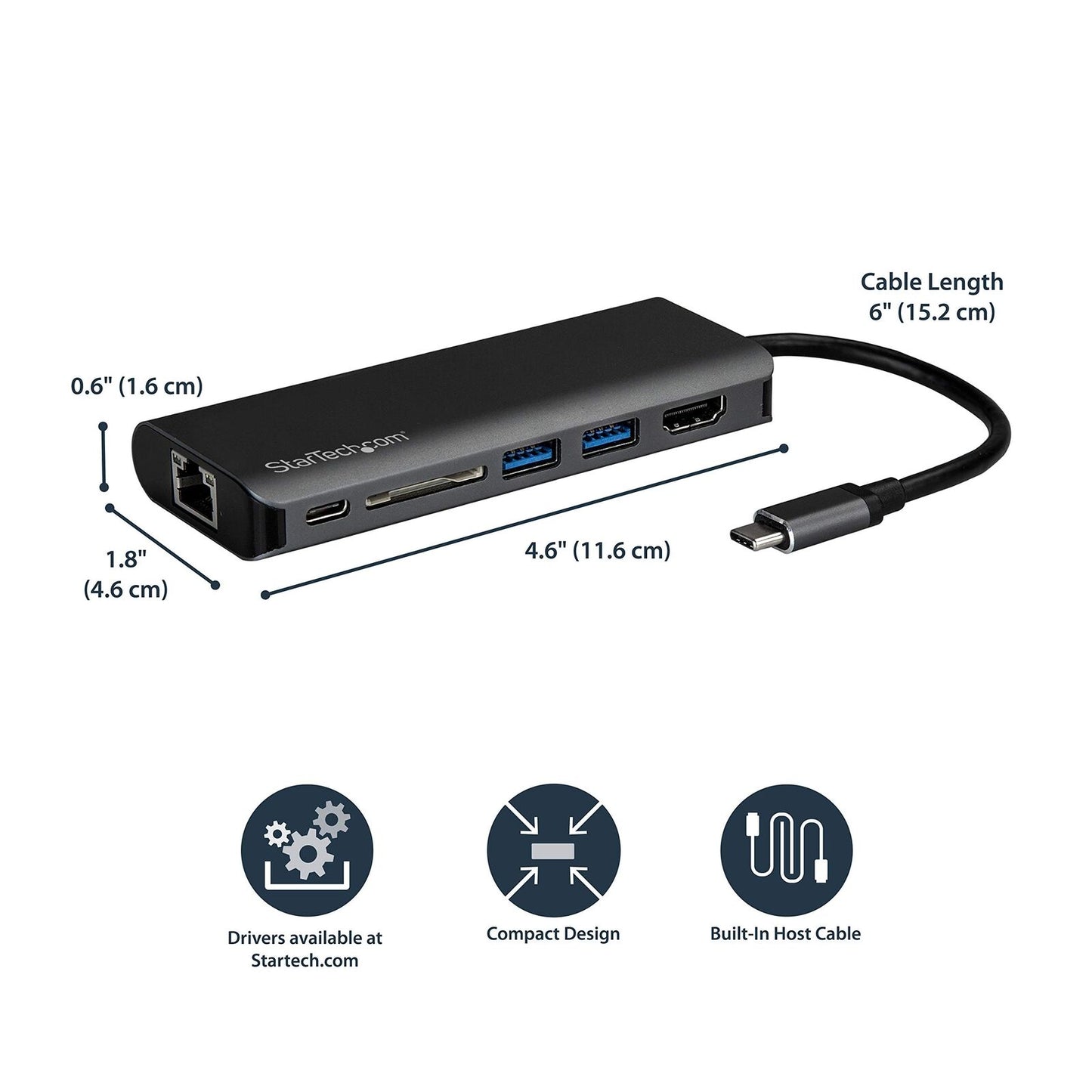 StarTech.com DKT30CSDHPD Single 4K Monitor USB C Mulitport Adapter with HDMI -