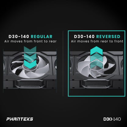 Phanteks D30-140 DRGB PWM Fan, Reverse Airflow Model, Premium D-RGB Performance
