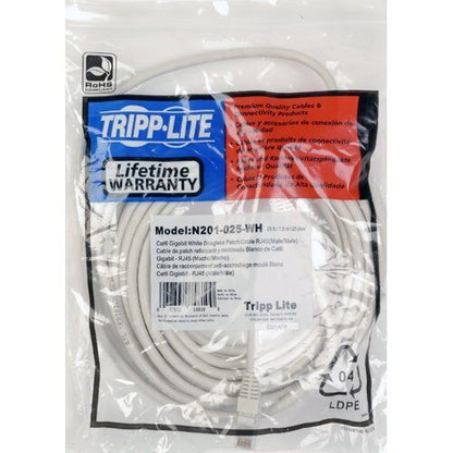 TRIPP LITE N201-002-WH 2 ft. Cat 6 White Gigabit Snagless Molded Patch Cable