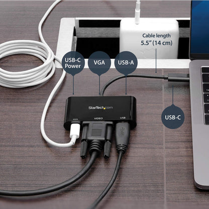StarTech.com CDP2VGAUACP USB-C to VGA Multifunction Adapter with Power Delivery