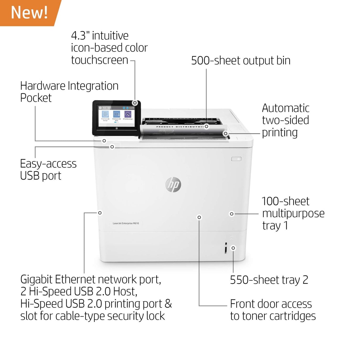 HP LaserJet Enterprise M610dn Laser Printer 7PS82A#BGJ