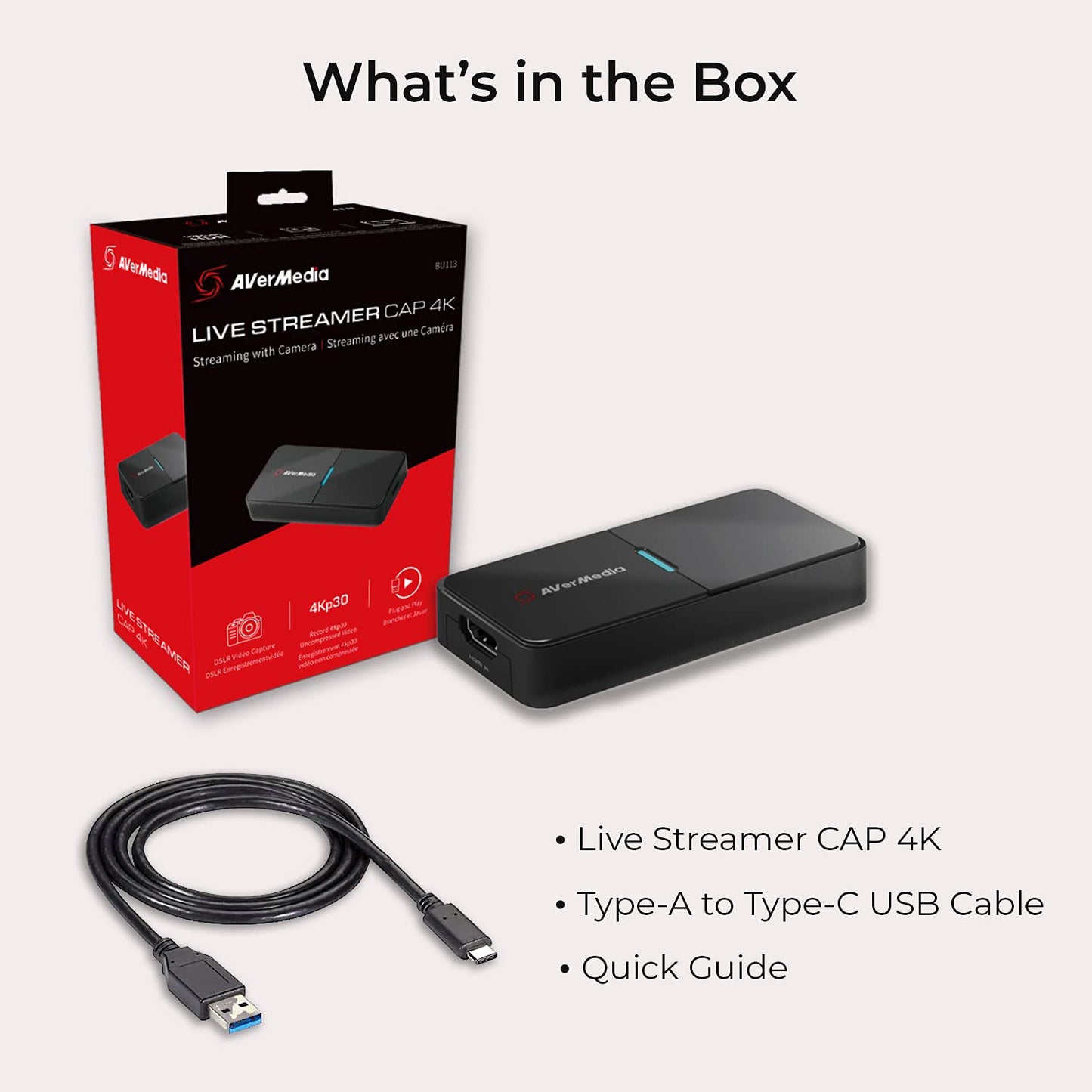 AVerMedia Live Streamer CAP 4K - USB 3.0 HDMI Video Capture Device. Broadcast,