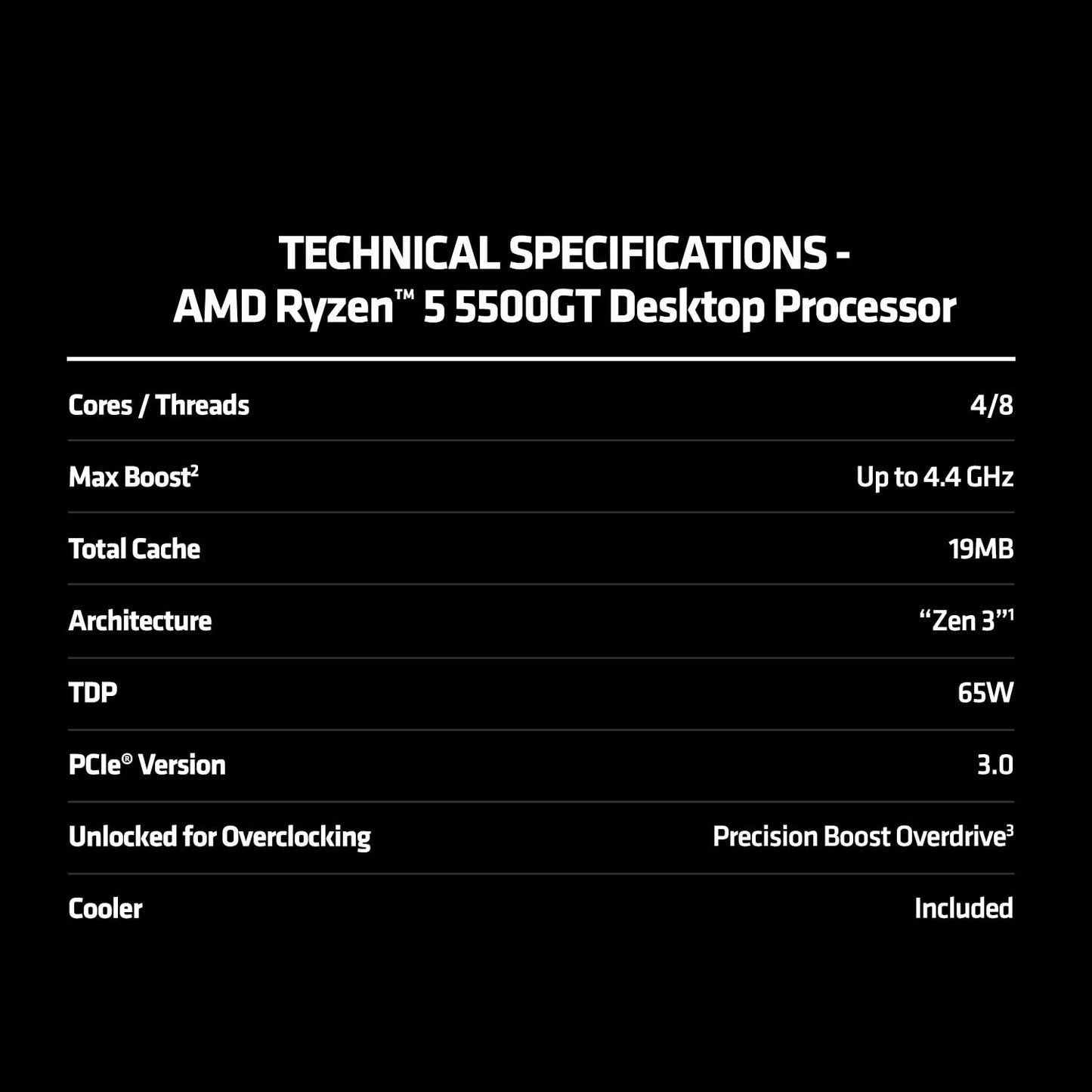 AMD Ryzen 5 5500GT - Ryzen 5 5000 Series 6-Core 3.6 GHz Socket AM4 65W AMD