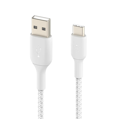 Belkin Braided USB-C to USB-A Cable (2m / 6.6ft, White) CAB002BT2MWH