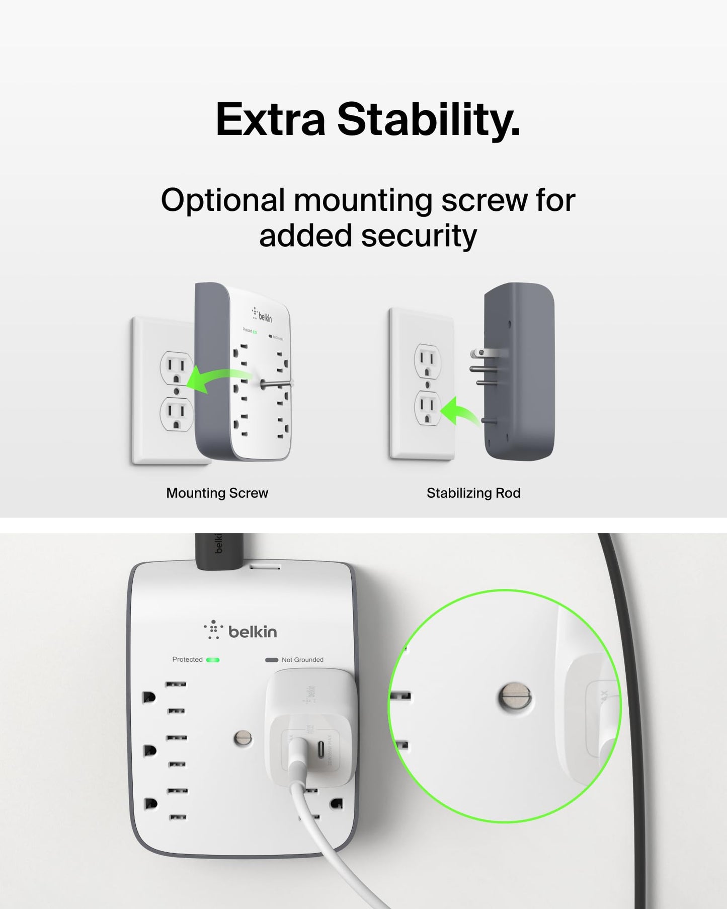 BELKIN BSV602tt Wall Mount 900 joule Surge Suppressor