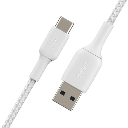 Belkin Braided USB-C to USB-A Cable (2m / 6.6ft, White) CAB002BT2MWH