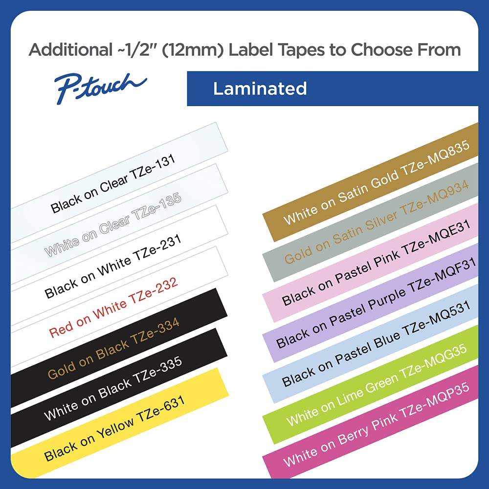 Brother P-touch TZe-731CS Laminated Label Maker Tape 1/2" x 26-2/10' Black on