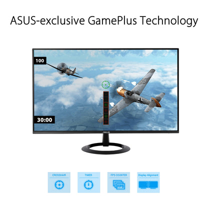 ASUS 24" (23.8-inch Viewable) Eye Care Monitor (VZ24EHF) - IPS, Full HD (1920 x 1080), Frameless, 100Hz, Adaptive-Sync, 1ms, HDMI, Low Blue Light, Flicker Free, Ultra-Slim Profile