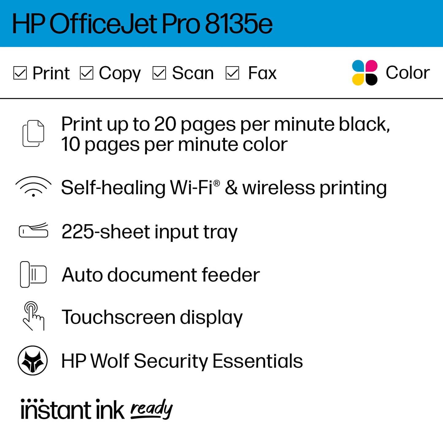 HP OfficeJet Pro 8135e All-in-One Printer w/ bonus 12months Instant Ink through