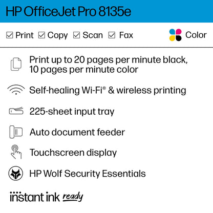 HP OfficeJet Pro 8135e All-in-One Printer w/ bonus 12months Instant Ink through