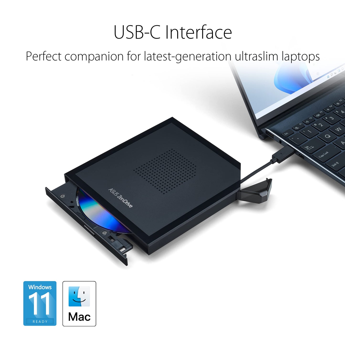 ASUS USB Type-C External DVD Drive Model ZenDrive V1M (SDRW-08V1M-U/BLK/G/AS//)