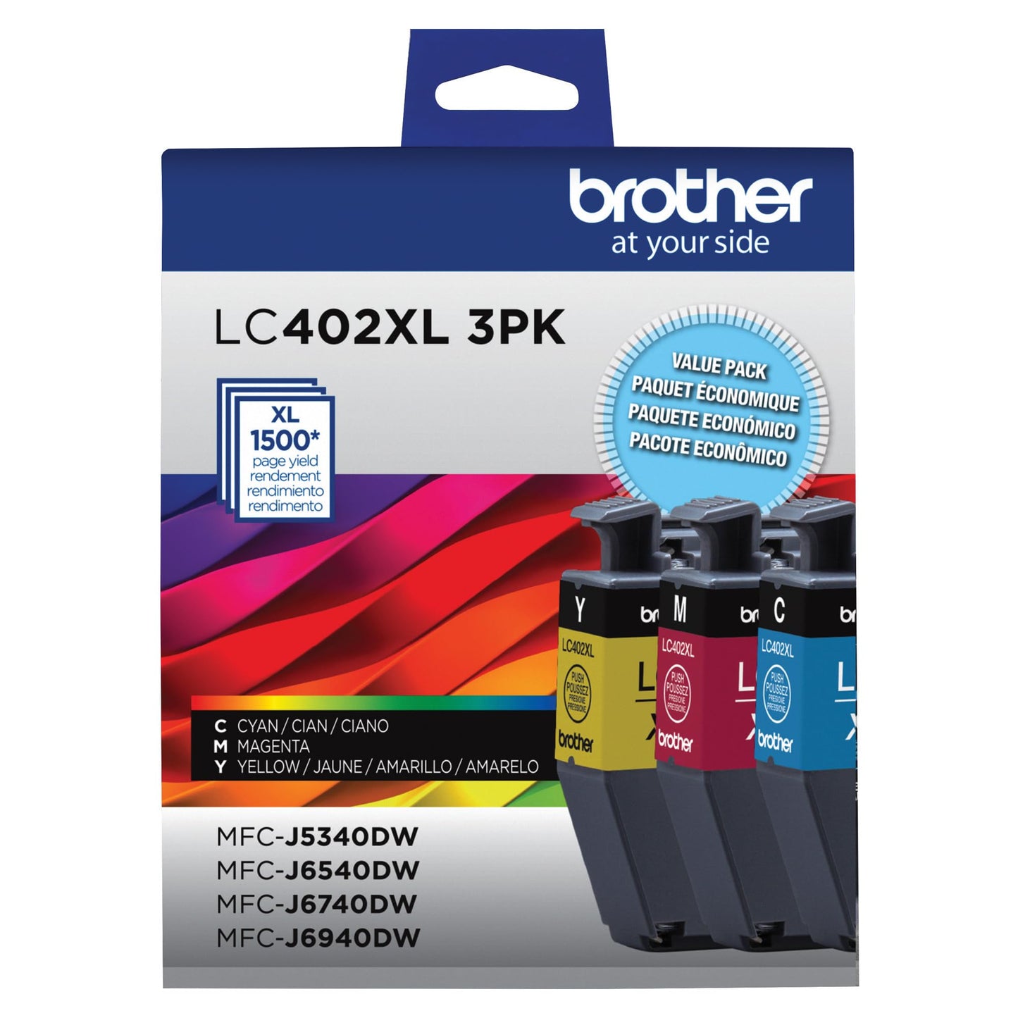 Brother Original High Yield Ink Cartridge Cyan Magenta Yellow 3 Pack LC402XL3PKS