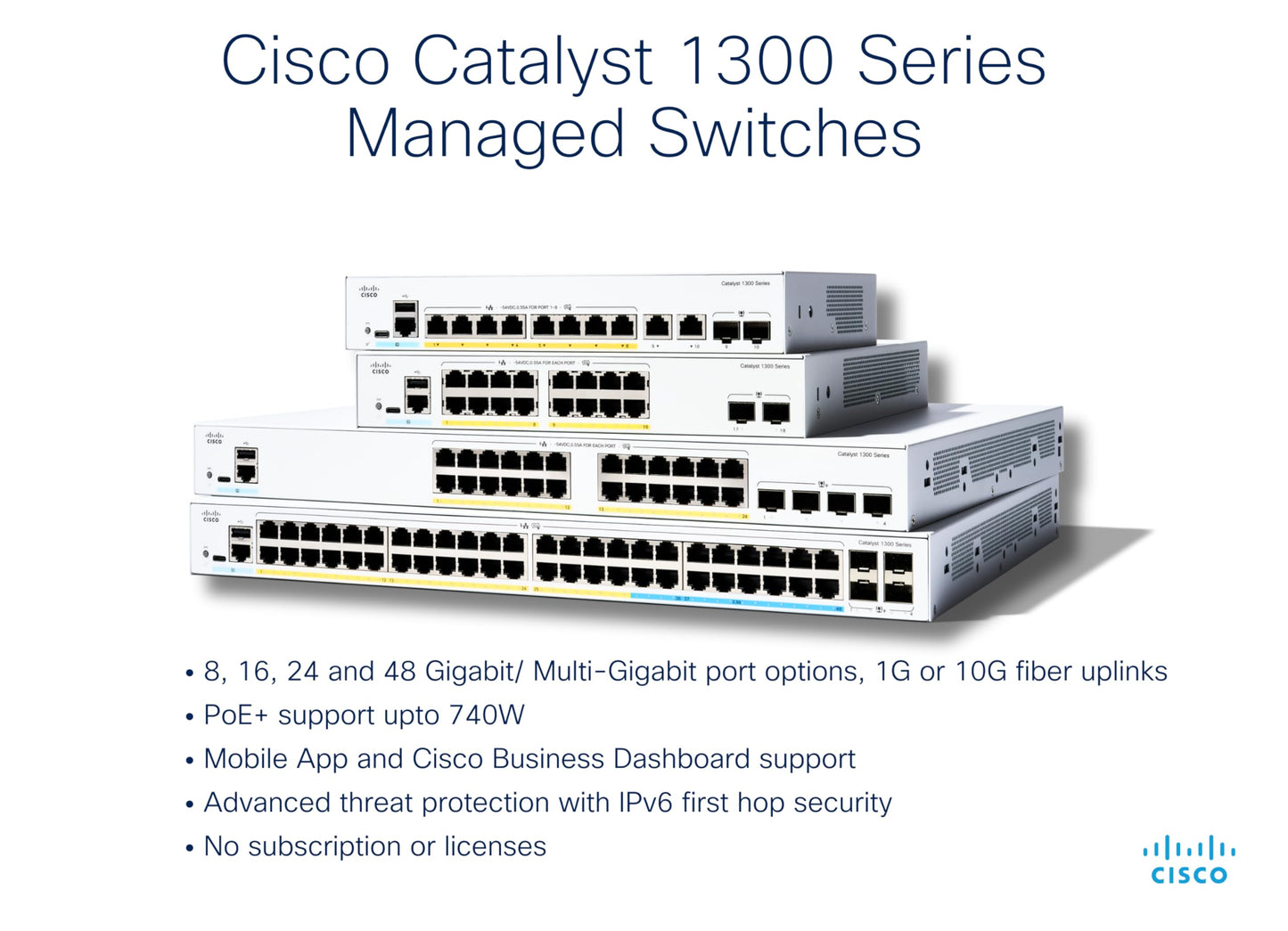 Cisco Catalyst C1300-48T-4X Ethernet Switch, 48 Ports - Manageable - 10 Gigabit