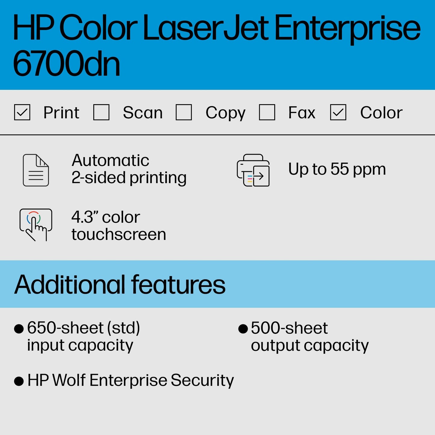 HP LaserJet Enterprise 6700dn Desktop Wireless Laser Printer Color 6QN33ABGJ