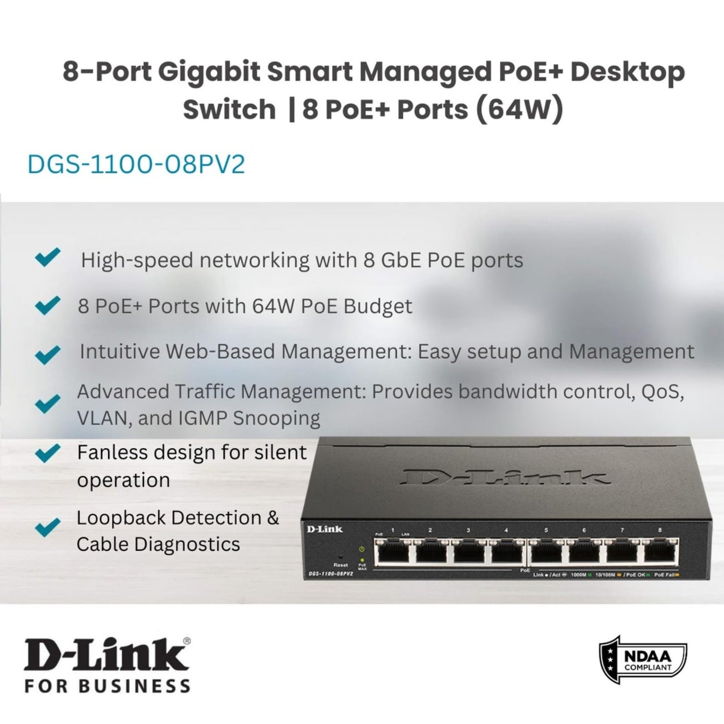 D-Link DGS-1100-08PV2 Ethernet Switch DGS110008PV2