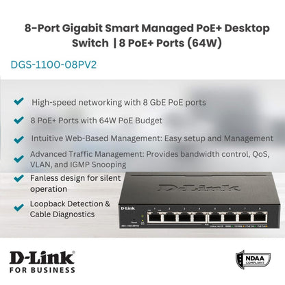 D-Link DGS-1100-08PV2 Ethernet Switch DGS110008PV2