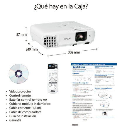 Epson PowerLite 118 XGA 3LCD Classroom Projector 3800 lumens, V11HA03020