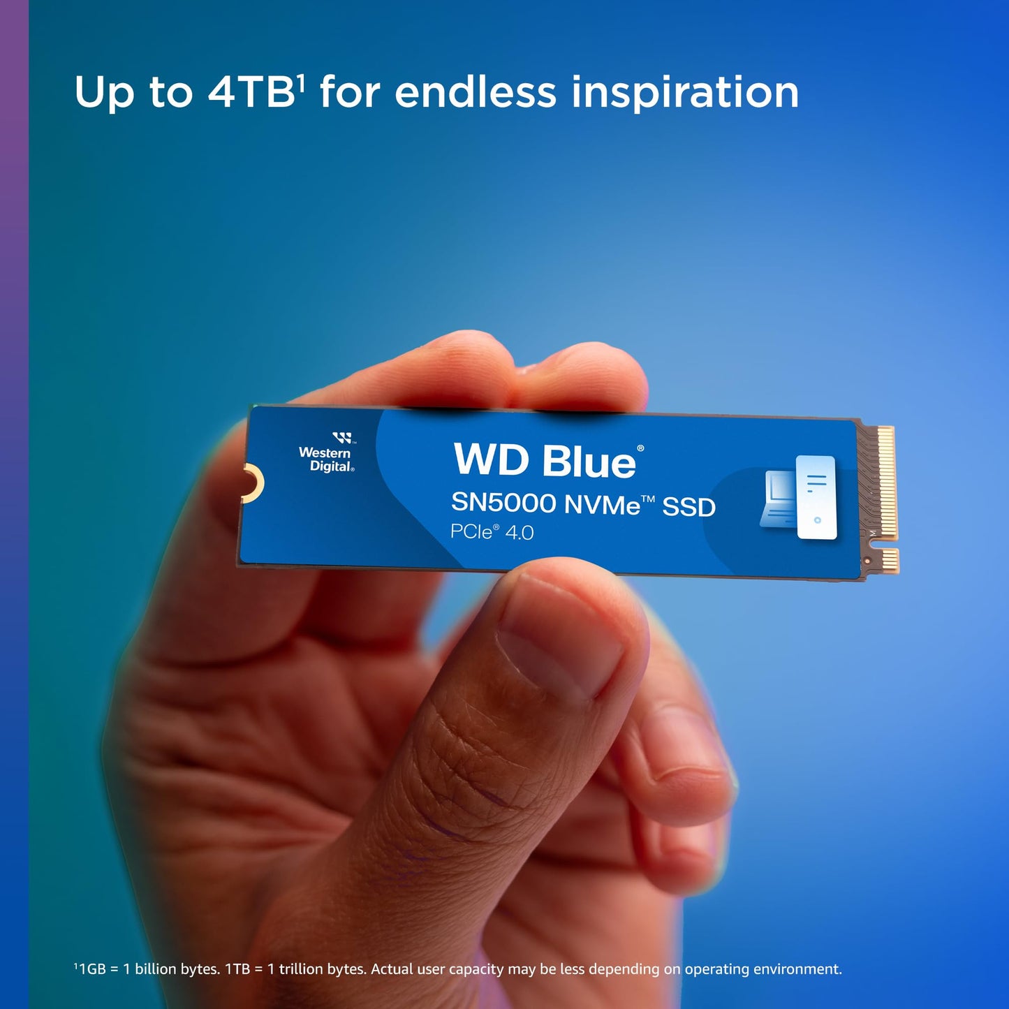 Western Digital 4TB WD Blue SN5000 NVMe SSD, PCIe Gen 4.0, up to 5,500 MB/s Read