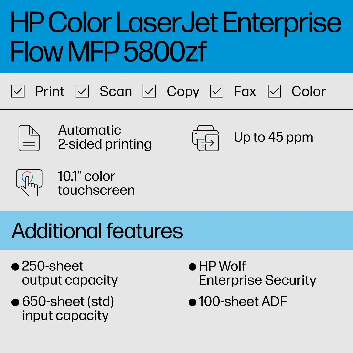 HP LaserJet Enterprise 5800zf Wired Laser Multifunction Printer -