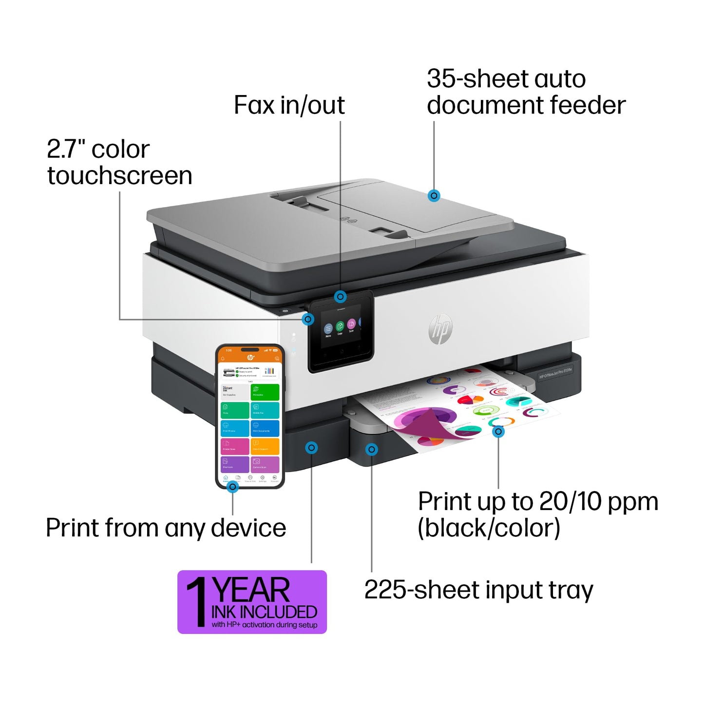 HP OfficeJet Pro 8139e All-in-One Printer w/ bonus 12months Instant Ink with HP+