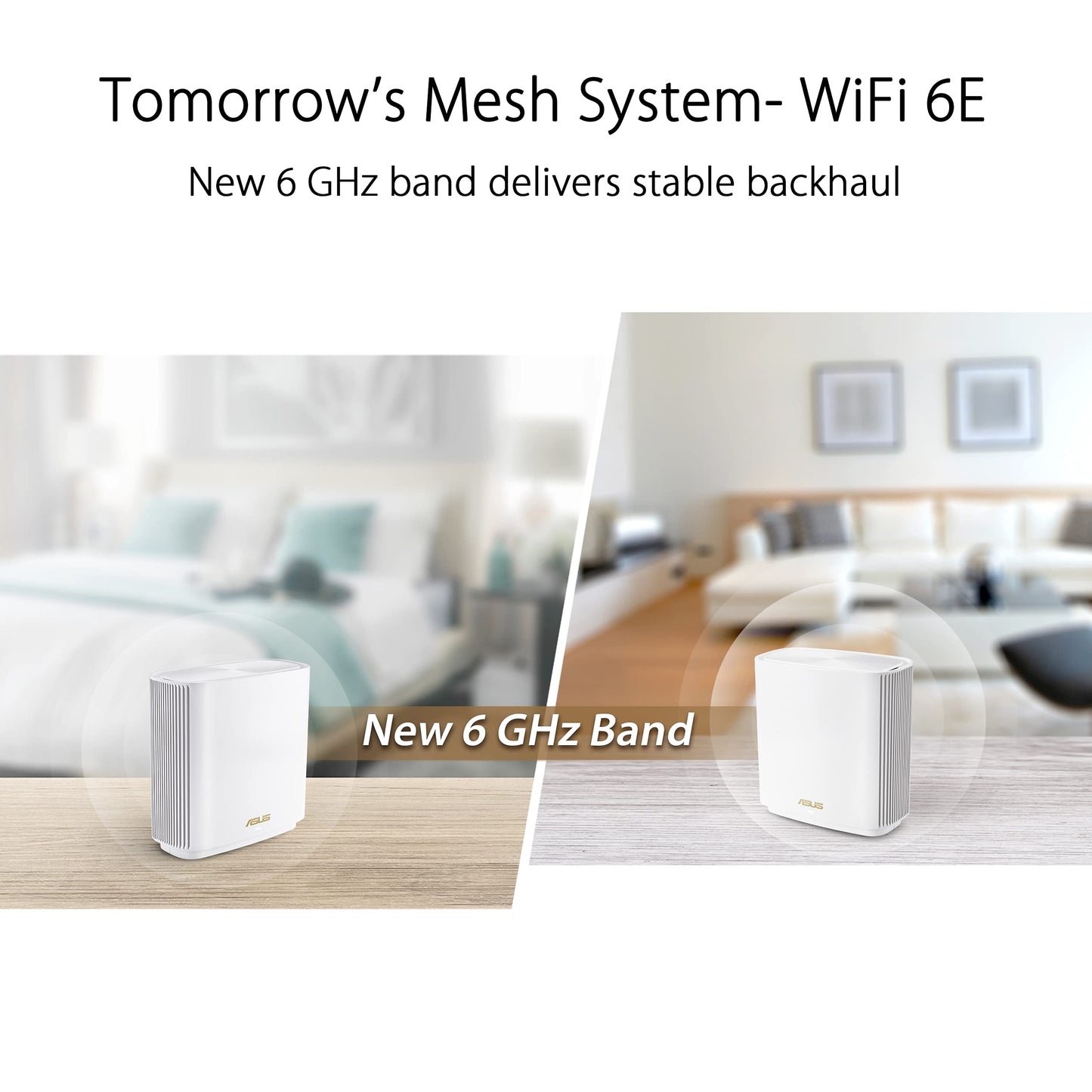 ASUS ZenWiFi Whole-Home Tri-Band Mesh WiFi 6E System (ET8 2PK), Coverage up to