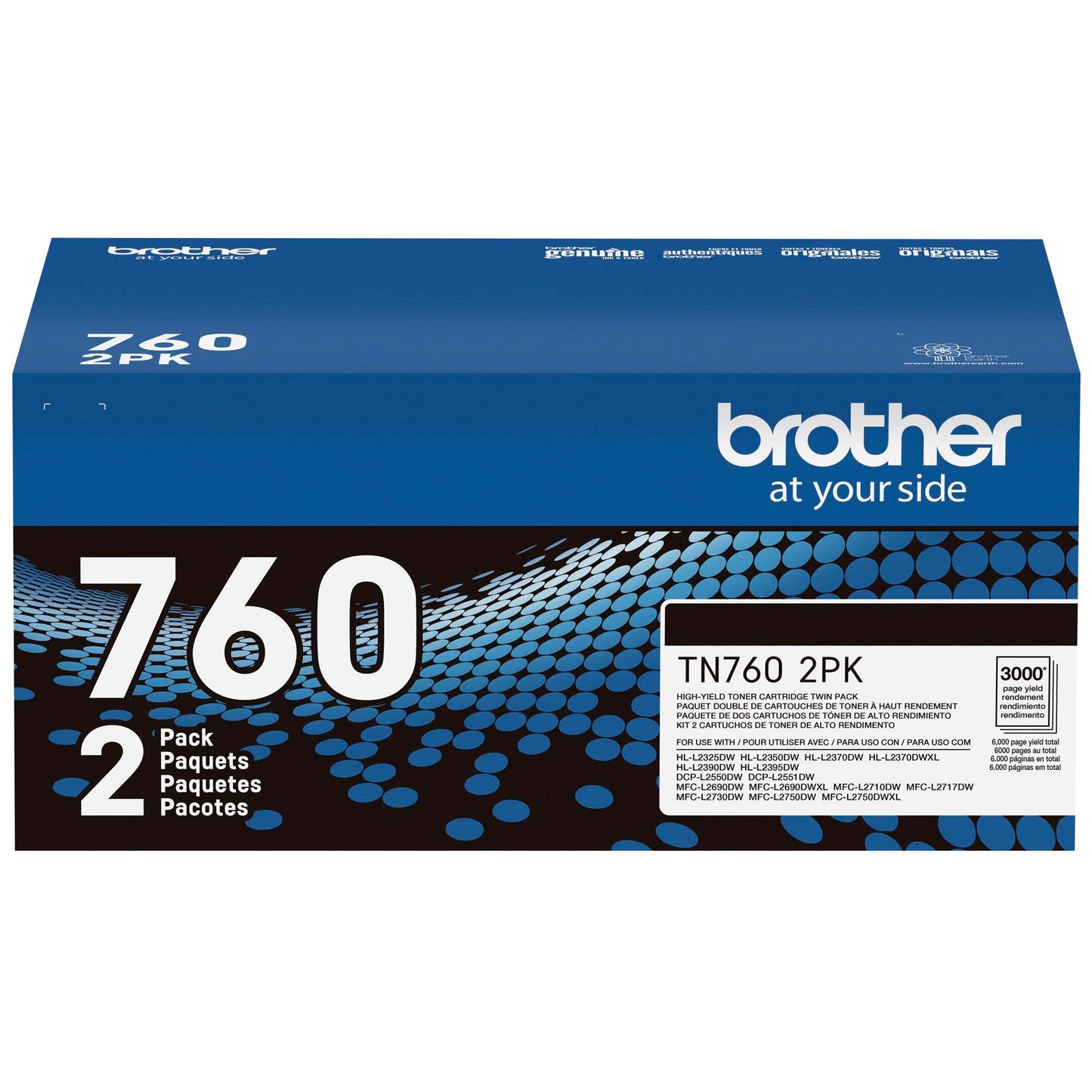 BROTHER INTERNATIONAL TN-760-2PK HighYield BlkToner Crtrdg 2 PK